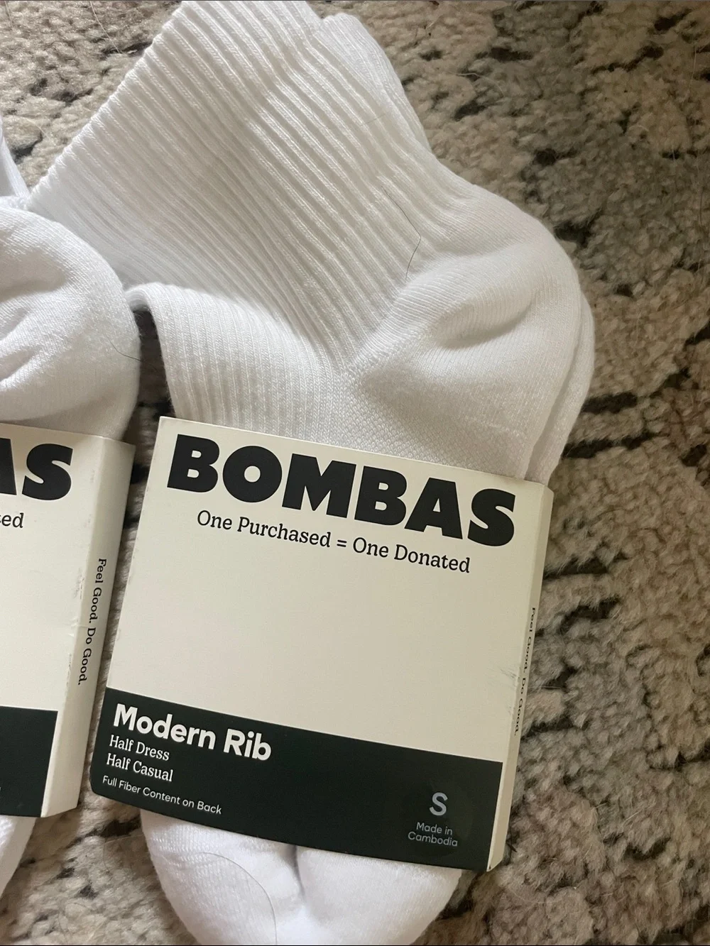 Bombas Woman’s Modern Rib Ankle Socks - White (4 Pack) size small